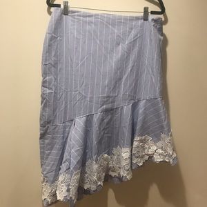 New York & Company striped blue and white skirt 12